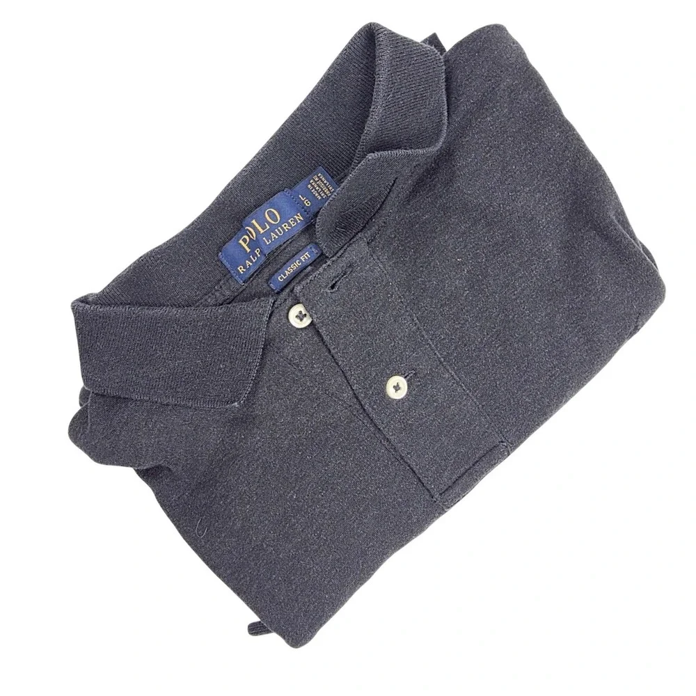 Polo Ralph Lauren Classic Fit Gray Cotton Short Sleeve Polo Shirt Mens Large‎
